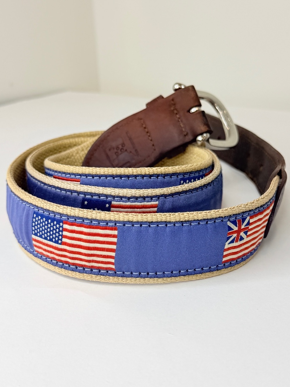 Belted Cow Company Historical American Flags Ribbon Club Belt- 42